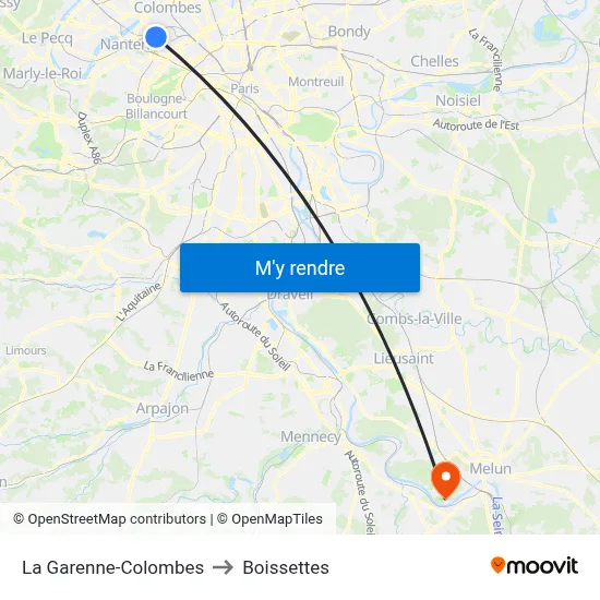 La Garenne-Colombes to Boissettes map