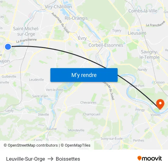 Leuville-Sur-Orge to Boissettes map