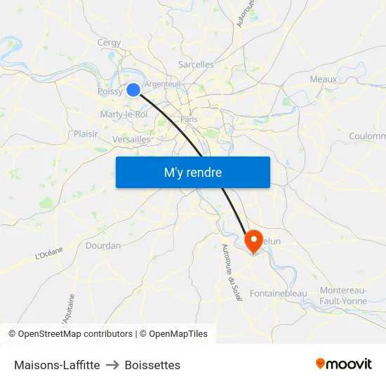 Maisons-Laffitte to Boissettes map