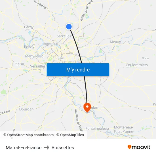 Mareil-En-France to Boissettes map