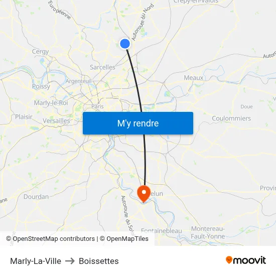 Marly-La-Ville to Boissettes map