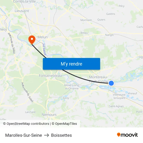 Marolles-Sur-Seine to Boissettes map
