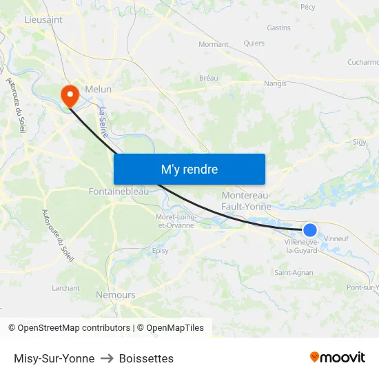 Misy-Sur-Yonne to Boissettes map