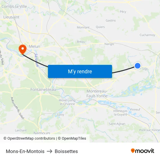 Mons-En-Montois to Boissettes map