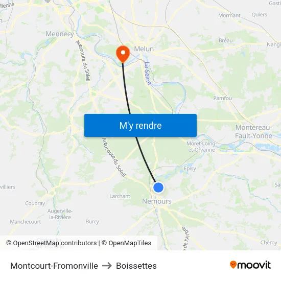 Montcourt-Fromonville to Boissettes map