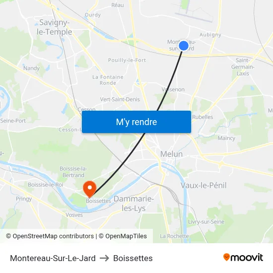 Montereau-Sur-Le-Jard to Boissettes map