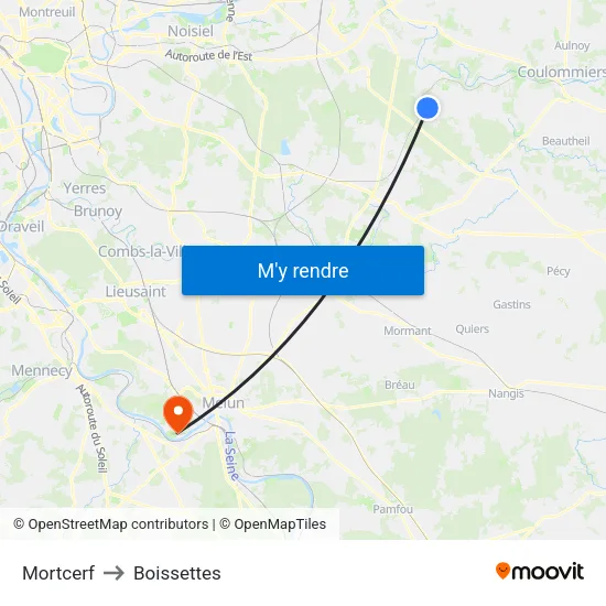 Mortcerf to Boissettes map
