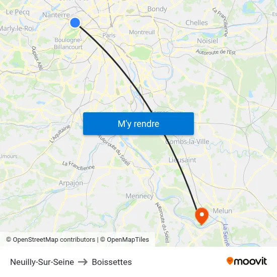 Neuilly-Sur-Seine to Boissettes map