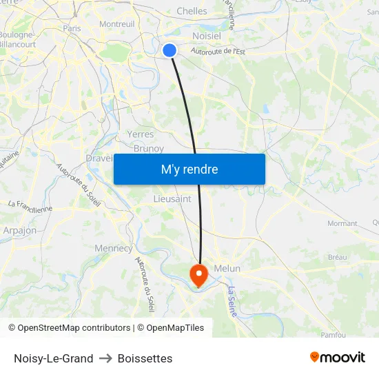 Noisy-Le-Grand to Boissettes map