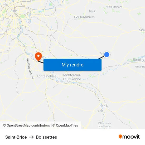 Saint-Brice to Boissettes map