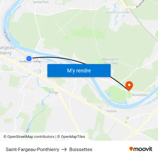 Saint-Fargeau-Ponthierry to Boissettes map