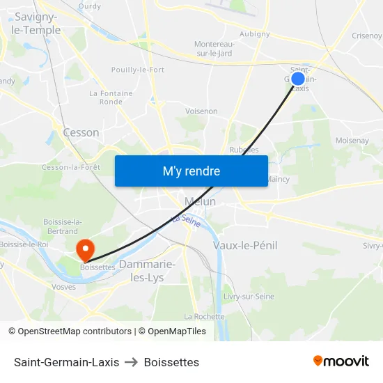 Saint-Germain-Laxis to Boissettes map