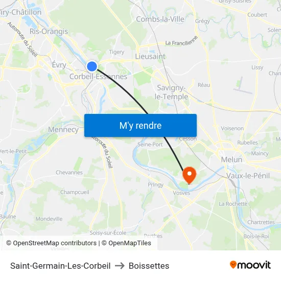 Saint-Germain-Les-Corbeil to Boissettes map