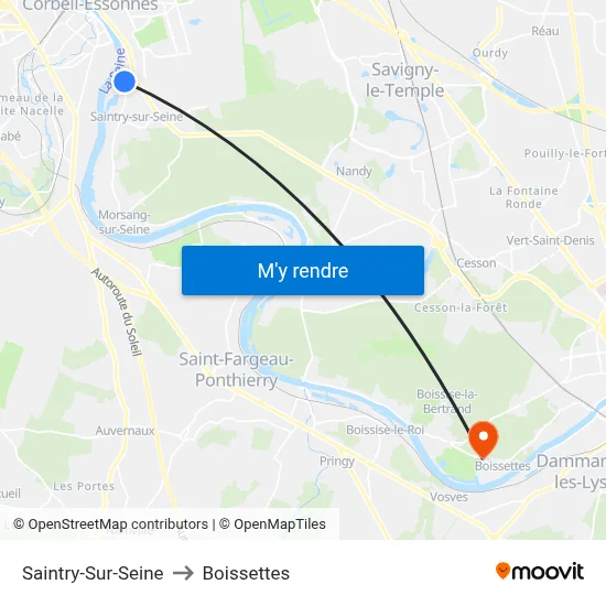 Saintry-Sur-Seine to Boissettes map