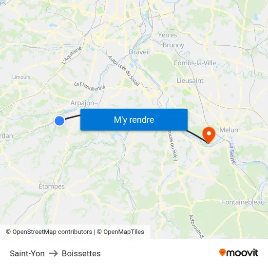 Saint-Yon to Boissettes map