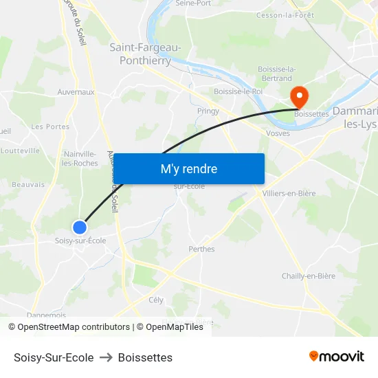 Soisy-Sur-Ecole to Boissettes map