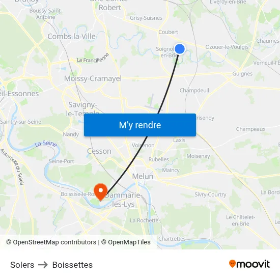Solers to Boissettes map
