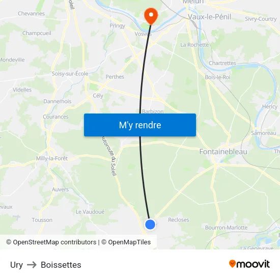 Ury to Boissettes map
