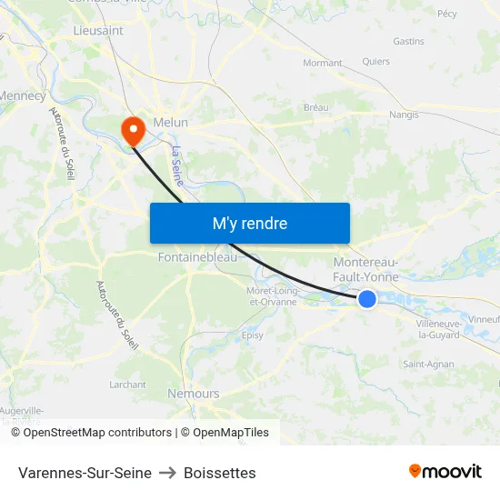 Varennes-Sur-Seine to Boissettes map