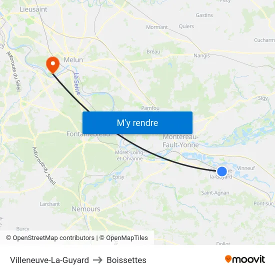 Villeneuve-La-Guyard to Boissettes map