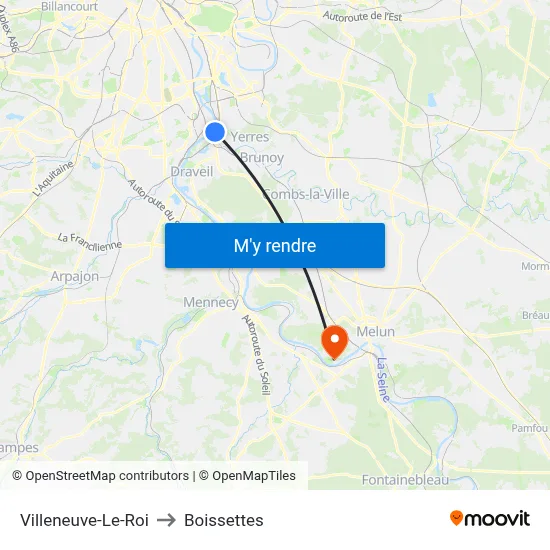 Villeneuve-Le-Roi to Boissettes map