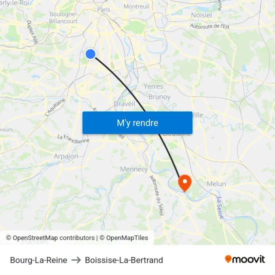Bourg-La-Reine to Boissise-La-Bertrand map