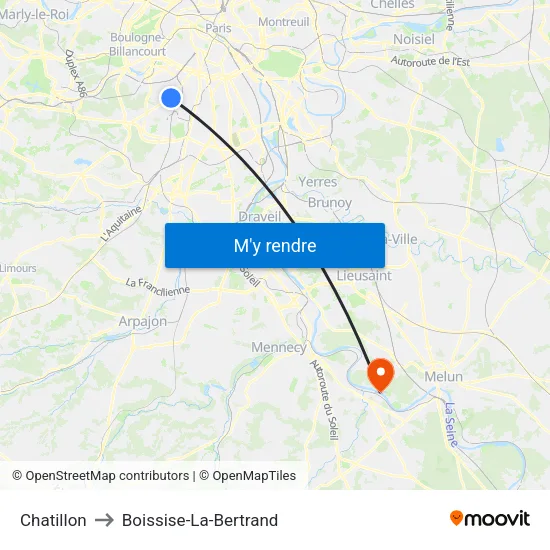 Chatillon to Boissise-La-Bertrand map