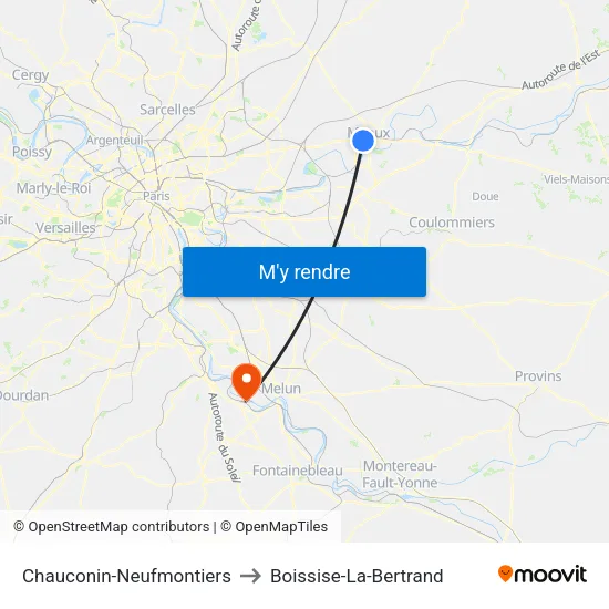 Chauconin-Neufmontiers to Boissise-La-Bertrand map