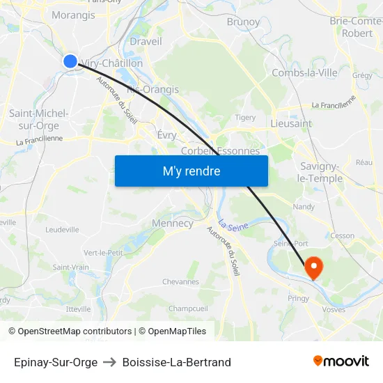 Epinay-Sur-Orge to Boissise-La-Bertrand map