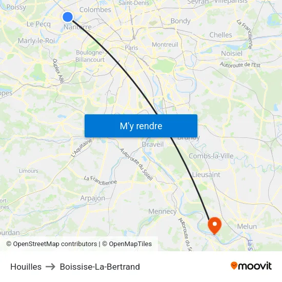 Houilles to Boissise-La-Bertrand map