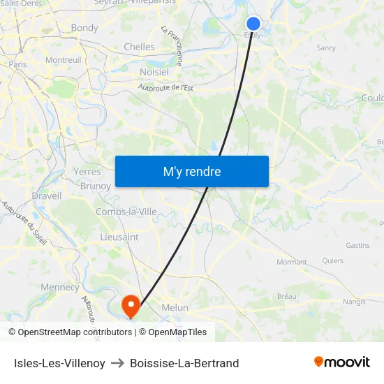 Isles-Les-Villenoy to Boissise-La-Bertrand map