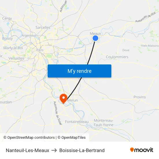 Nanteuil-Les-Meaux to Boissise-La-Bertrand map