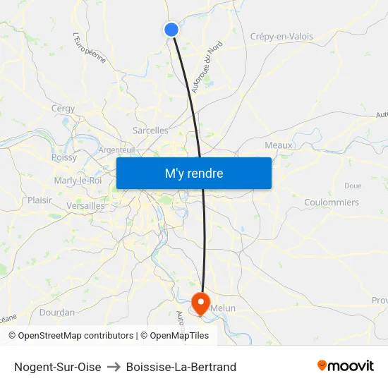 Nogent-Sur-Oise to Boissise-La-Bertrand map