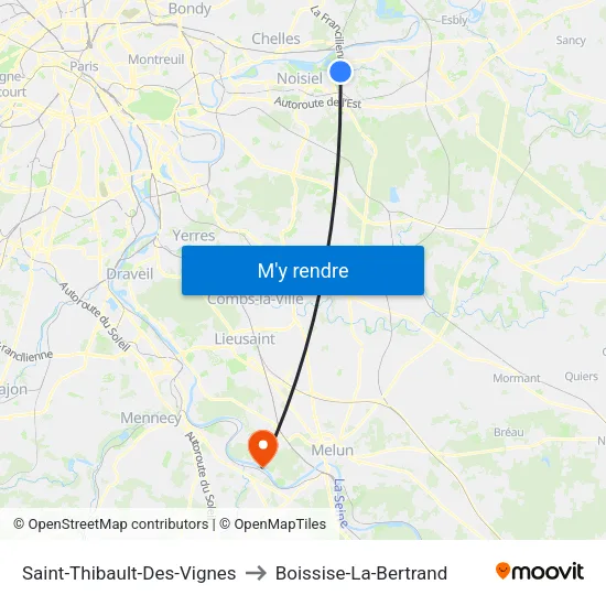 Saint-Thibault-Des-Vignes to Boissise-La-Bertrand map