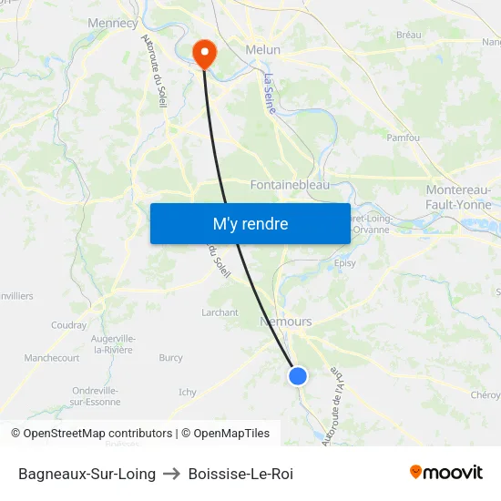 Bagneaux-Sur-Loing to Boissise-Le-Roi map
