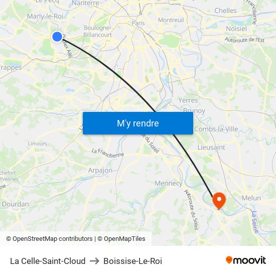 La Celle-Saint-Cloud to Boissise-Le-Roi map