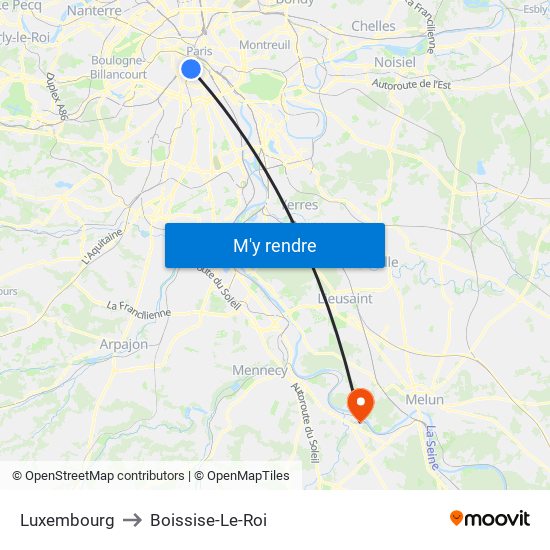 Luxembourg to Boissise-Le-Roi map