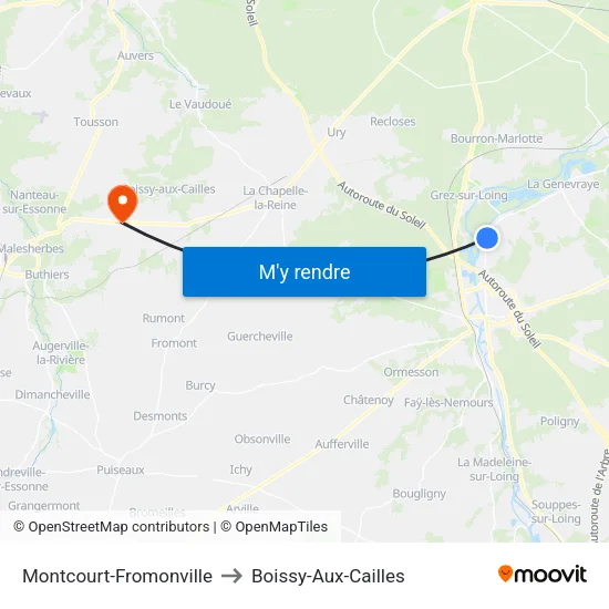 Montcourt-Fromonville to Boissy-Aux-Cailles map