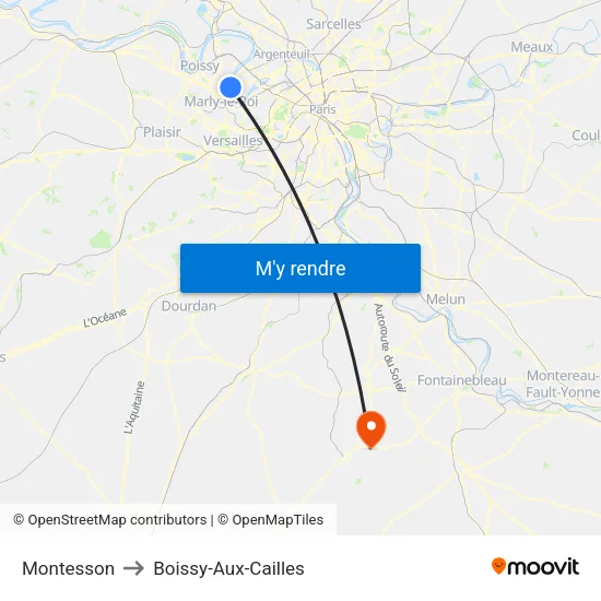 Montesson to Boissy-Aux-Cailles map