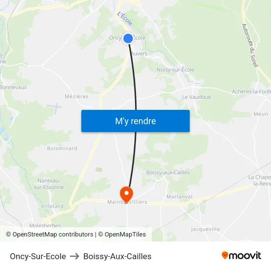 Oncy-Sur-Ecole to Boissy-Aux-Cailles map