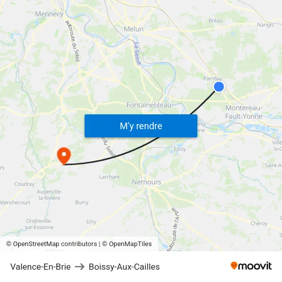 Valence-En-Brie to Boissy-Aux-Cailles map