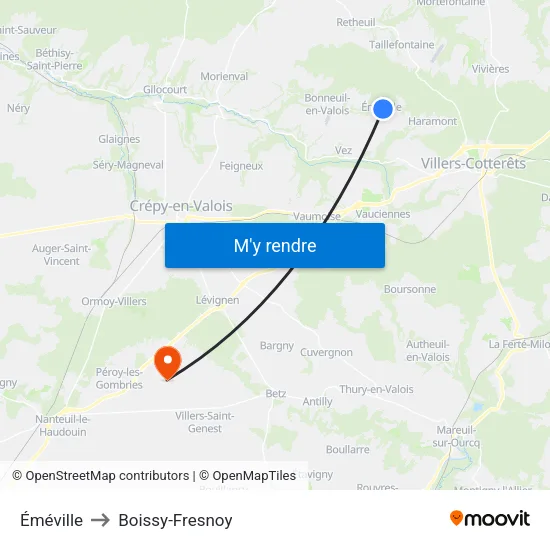 Éméville to Boissy-Fresnoy map