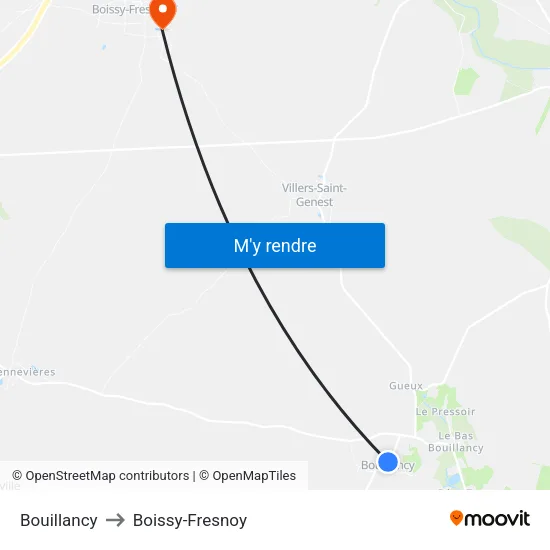 Bouillancy to Boissy-Fresnoy map