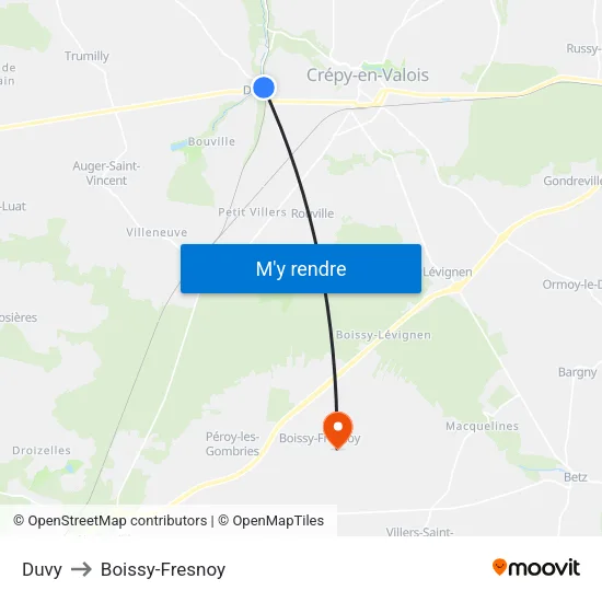 Duvy to Boissy-Fresnoy map
