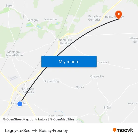 Lagny-Le-Sec to Boissy-Fresnoy map