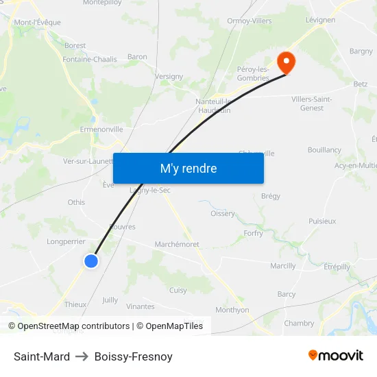 Saint-Mard to Boissy-Fresnoy map