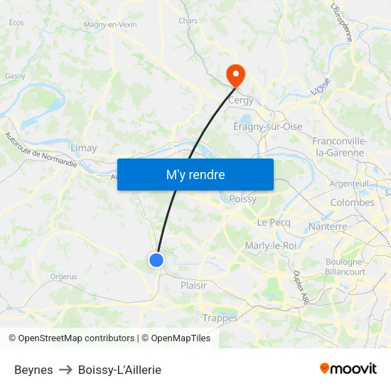 Beynes to Boissy-L'Aillerie map