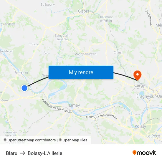 Blaru to Boissy-L'Aillerie map