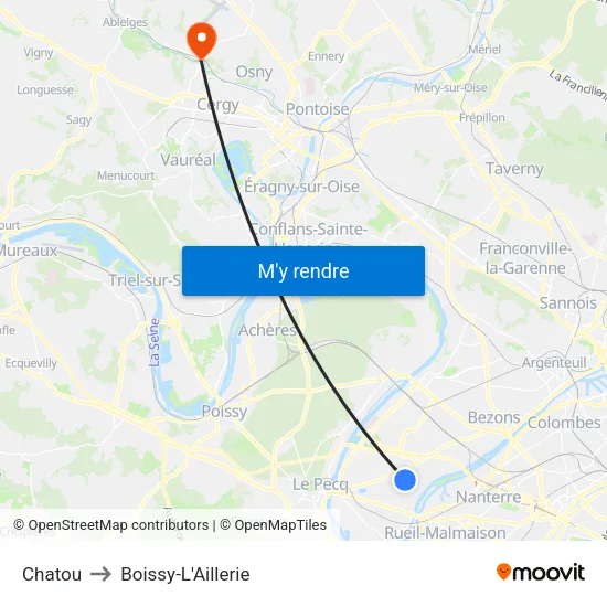Chatou to Boissy-L'Aillerie map