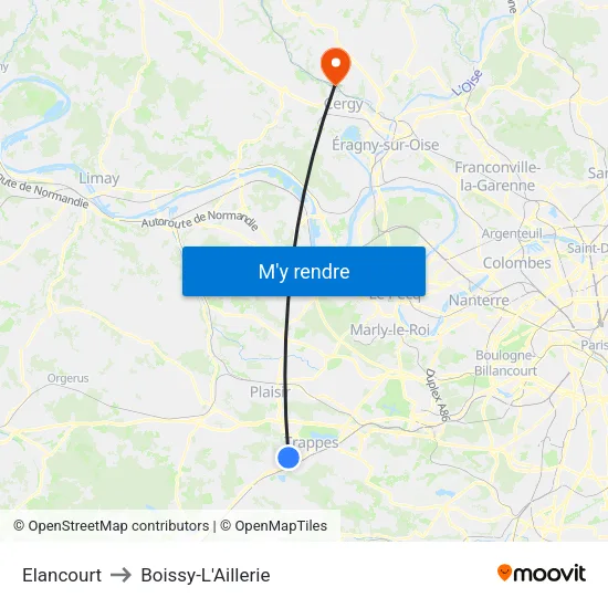 Elancourt to Boissy-L'Aillerie map